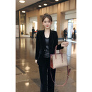 oein金丝绒小西装外套女秋季新款一粒扣长袖小西服女通勤时尚修身 黑色一粒扣丝绒西服 黑色一粒扣 M 90至105斤均码