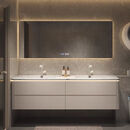 TZNUN德国岩板热弯双盆浴室柜智能镜柜组合现代简约卫生间洗手洗脸卫浴 奶茶色（智能镜子） 1.8米岩板热弯一体盆（双盆）