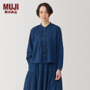 无印良品（MUJI）女式 棉靛蓝染色 长袖罩衫 女士衬衫衬衣外套秋季 24年秋BC2JTA4A 藏青色 L (165/88A)