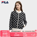 FILA 斐乐官方女士编织外套2025春时尚休闲拼色LOGO毛衣开衫