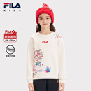 FILA【花赞新年】斐乐儿童新年款卫衣2025年春季新款女童拜年服潮 云菇白-WT 130
