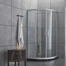 九牧王简易淋浴房卫生间浴室隔断钢化玻璃门干湿分离隔断屏风弧形玻璃门 90*90砂银 5mm透明玻璃光房