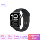 Apple/苹果 Watch Series 10 智能手表GPS款42毫米亮黑色铝金属表壳黑色运动型表带S/M MX1M3CH/B