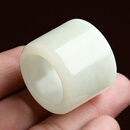 爵玉堂 新疆和田玉戒指玉扳指男士款大拇指把玩玉石指环大气简约 附证书 长款-高约26-(圈口23mm)