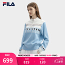 FILA 斐乐官方女子编织衫杨幂同款冬季新品半拉链拼色套头毛衣 满印一-ZA M 165/84A