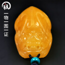 琥派【一物一图一证】蜜蜡吊坠 貔貅手把件 男款项链 天然琥珀 焦皮料 吊坠 57.25克 72*41*35毫米