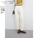 三彩大码女装2025秋款休闲全棉高腰牛仔裤直筒小白裤显瘦胖MM 奶白色 M 160/72B