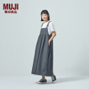 无印良品（MUJI）IDEE 女式 汉麻混 斜纹背带裙 长半身裙 女款裙子 25年春季 炭灰色 M （155/68A）