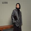 LESS【精工系列】西服式仿皮衣外套女通勤复古时髦皮衣2O9A14270 023铁灰 XS