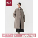 无印良品（MUJI）女式 可水洗 复合立领大衣 风衣外套BDE90C4A 棕色 L 