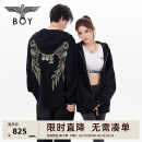 BOY LONDON【灿若繁星】秋情侣外套重工连帽开衫卫衣N06904 黑色七彩翅膀 L