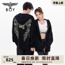 BOY LONDON【灿若繁星】秋情侣外套重工连帽开衫卫衣N06904 黑色七彩翅膀 L