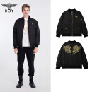 BOY LONDON【兰羽之翼】男友风心形翅膀绣花潮流圆领短款棉服 N29902 黑色 S