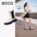 爱步（ECCO）厚底切尔西靴女 倪妮同款秋冬一脚蹬女靴中筒牛皮靴 踪迹220753 石灰色22075301378 37
