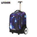 uniker初高中小学生可爬楼大轮子潮流拉杆书包旅行包女箱包男行李包送礼 星空蓝（T5:更大容量,不能背）