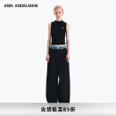 ANN ANDELMAN【明星同款】 官方直营 牛仔腰头拼接西裤直筒长裤 黑色 36