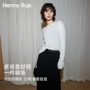 Henny Rue空调罩衫女春夏薄款清凉含蚕丝圆领透气宽松防晒女士上衣长袖T 云朵白 均码