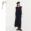 噢姆（AUM）【轻松套装】AUM噢姆2025年夏季新款圆领花苞廓形马甲黑色半身裙 黑色马甲 M