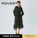 moussy 【欧阳娜娜同款】冬季女装新款度假连衣裙028GAH30-6140 025花纹黑色 S 00001