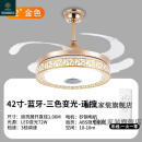 恒岚广东中山古镇灯具灯扇一体带风扇的吊灯隐形吊扇灯卧室客厅餐厅电 金色鸟巢 蓝牙音乐款 42寸+LED+遥控