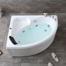 九牧（JOMOO）小户型浴缸家用小型转角亚克力扇形三角独立按摩浴盆恒温加热 无管道冲浪配置右裙 1.4m