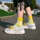 FILAFUSION 斐乐潮牌女鞋【章昊同款】帆布鞋2025新款女运动鞋滑板鞋 奶白/精灵绿-GG 38