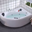 九牧新款亚克力浴缸扇形独立家用成人恒温加热冲浪按摩池盆靠墙三角弧形 1.6米 简约空缸