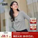 森马（Semir）长袖T恤女短款蝴蝶结字母2024秋季温柔蕾丝紧身上衣107624101001