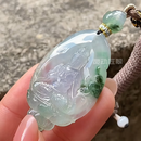 艺品匪萃禅意紫韵 高冰紫飘绿花观音冰种缅甸翡翠A货吊坠挂件40628001