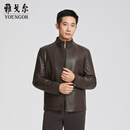 雅戈尔（YOUNGOR）皮衣男士秋冬中青年绵羊皮舒适透气皮衣商场同款 棕色YPDB415490WLA XL 180/100A