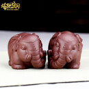 塔驰密司（TOUCH MISS）宜兴紫砂茶宠摆件茶玩吉象如意名家陈洪军纯手工对象茶盘摆设一对 吉象如意（一对）陈洪军作品