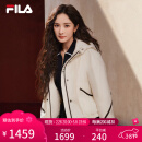 FILA 杨幂同款|斐乐官方女士棉服2025春新款时尚简约休闲连帽保暖外套 蒸汽白-IV 165/84A/M