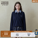 Teenie Weenie小熊卫衣女2025年春季新款宽松时尚拼接假两件翻领卫衣上衣女 藏青色 S