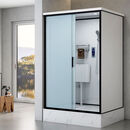 ZKHE整体式淋浴房洗澡间厕所洗漱卫生间马桶房成品洗漱蹲坑一体式家用 1.08*1.24黑色SMC空房子 正开门