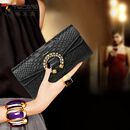 啄木鸟（TUCANO）时尚鳄鱼纹真皮长款翻盖钱包女气质2025新款头层牛皮镶钻手包钱夹 黑色-头层牛皮 高档礼盒包装