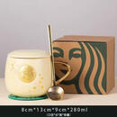 星巴克（Starbucks）杯子金色桂花铜章马克杯陶瓷带盖勺办公室咖啡杯情侣礼盒伴手礼 金桂杯单杯原盒装+瓷盖+勺子