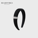 BABYBEI[赵露思同款]初贝丝丝珍珠宽版发箍串珠高级手工高颅顶米色黑色 黑色（包腰三串珠）000073