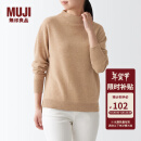 无印良品 MUJI 女式 牦牛绒混羊毛 高圆领毛衣女款春秋长袖针织衫BAC22A1A 米色 L (165/88A)