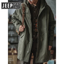 JEEP SPIRIT美式复古M51军绿风衣鱼尾派克连帽外套阿美咔叽中长款大衣春秋冬 深军绿 现货 常规 XL