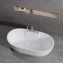 九牧新款卫生间家用小户亚克力成人无缝一体民宿酒店独立式浴缸浴盆 珍珠白加厚浴缸+优质缸体五件套（银色） 长160cm宽70cm高60cm