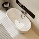 九牧新款卫生间家用小户亚克力成人无缝一体民宿酒店独立式浴缸浴盆 珍珠白加厚浴缸+优质瀑布龙头 长140cm宽70cm高60cm