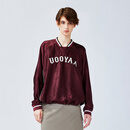 UOOYAA/乌丫2025春季新款「New Vintage」缎面提花运动套头衫 酒红 S