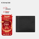 蔻驰（COACH）【品牌直供】男士短款折叠钱包卡包黑色皮革CR911BLK