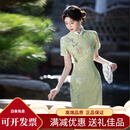 BUOUBUOU绿色旗袍高端气质少女新中式2025新款夏季提花连衣裙年轻款小个子 绿色 2XL