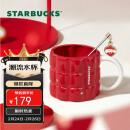 星巴克（Starbucks）红色格纹款马克杯(配搅拌棒)490ml陶瓷杯水杯子生日礼物女