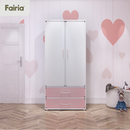 童画儿童家具衣柜双门衣柜抽屉纯白三门卧室两门全实木小孩收纳柜家用 双门衣柜抽屉