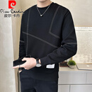 皮尔卡丹（pierre cardin）春季宽松卫衣男2025新款重磅圆领纯色男士上衣春秋款长袖春装打底 黑色 M