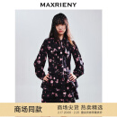 MAXRIENY【商场同款-25春新品】复古浪漫感粉玫瑰系带印花衬衫女 粉花 L