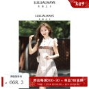 LULUALWAYS【商场同款】秋季新款清新甜美花边拼接无袖连衣裙 米色 M