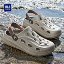 海澜之家HLA凉鞋男士户外洞洞鞋沙滩拖鞋K047/K061 卡其色44/45(双码)